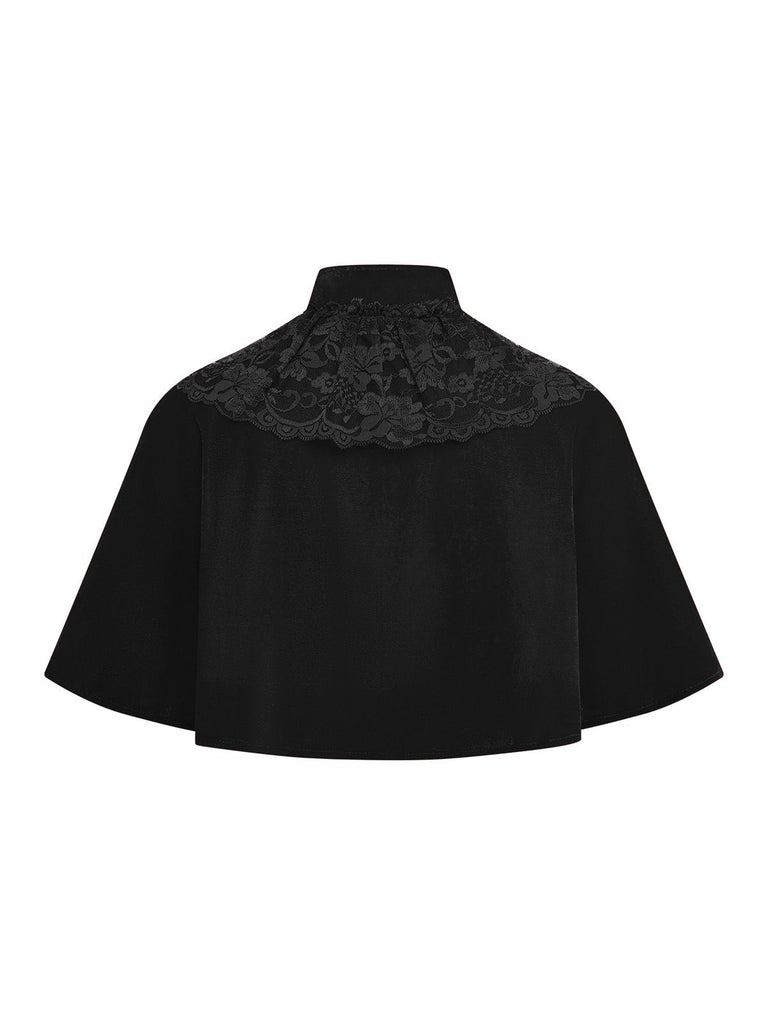 1950s Solid Lace Velvet Patchwork Cape