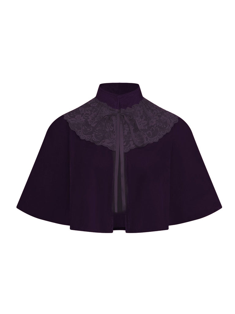 1950s Solid Lace Velvet Patchwork Cape