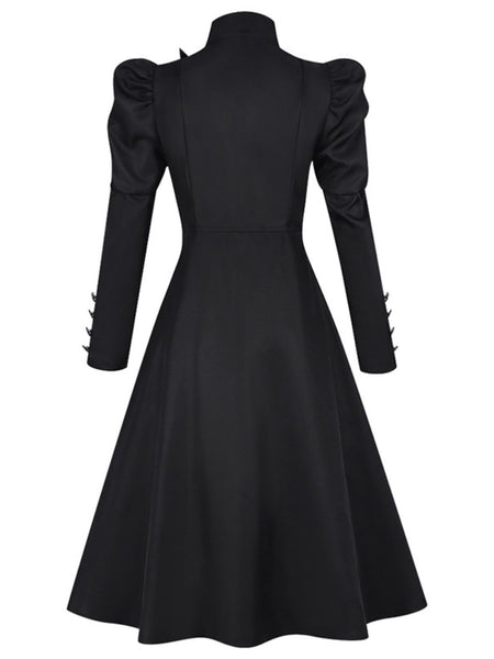 Black 1940s Wicked-Inspired Floral Witch Dress
