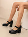 Patent Leather Block Heel Square Toe High Heels