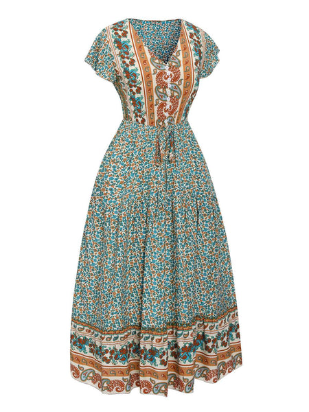 green emerald velvet dress Baltic Born Womens Kearny Ruffle Maxi Dress | Dark Green Floral