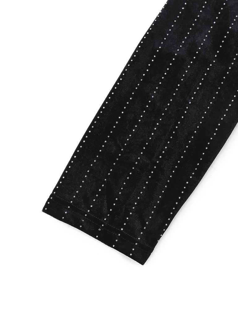 2PCS Black 1960s Velvet Sequin Blazer & Pants Set