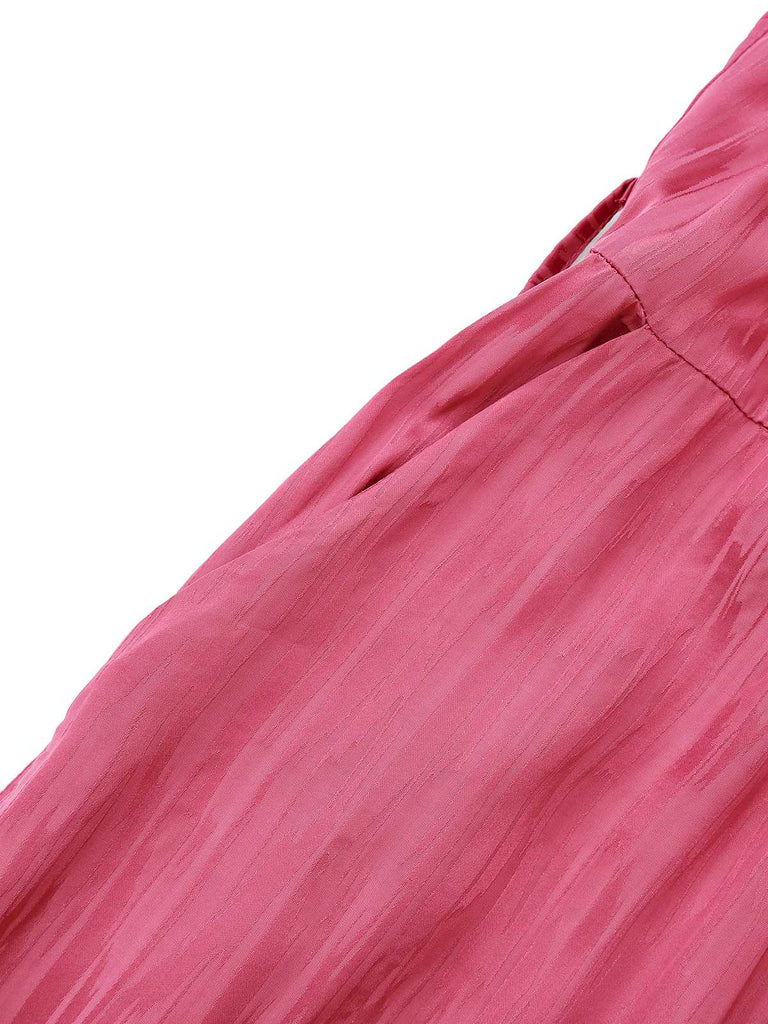 Pink 1970s Halter Lapel Satin Jumpsuit