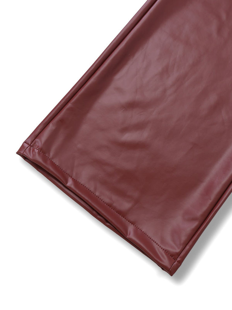 1940s PU Leather Belted Strapless Jumpsuit