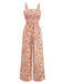 Orange 1970s Floral Print Wide Leg Jumpsuit