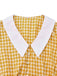 Yellow 1950s Gingham Plaid Lapel Pearl Button Top