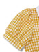 Yellow 1950s Gingham Plaid Lapel Pearl Button Top