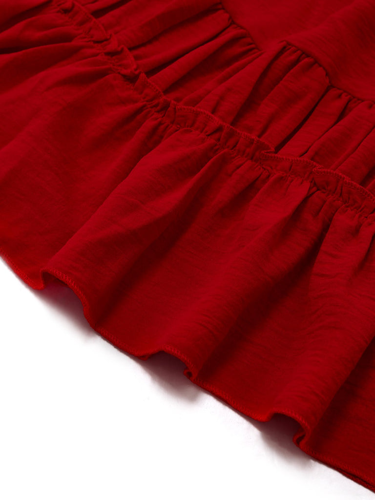 1950s Spaghetti Strap Lace-Up Backless Skater Dress