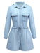 Light Blue 1950s Denim Button Lapel Romper