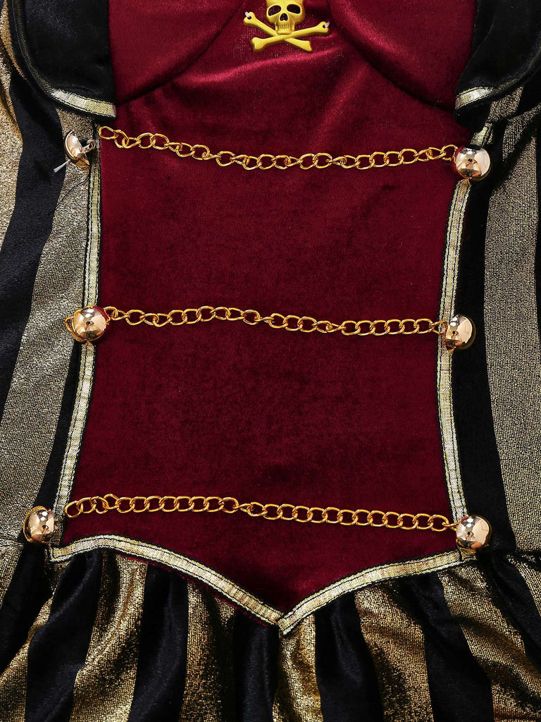 Wine Red 1970s Halloween Velvet Pirate Captain Dress