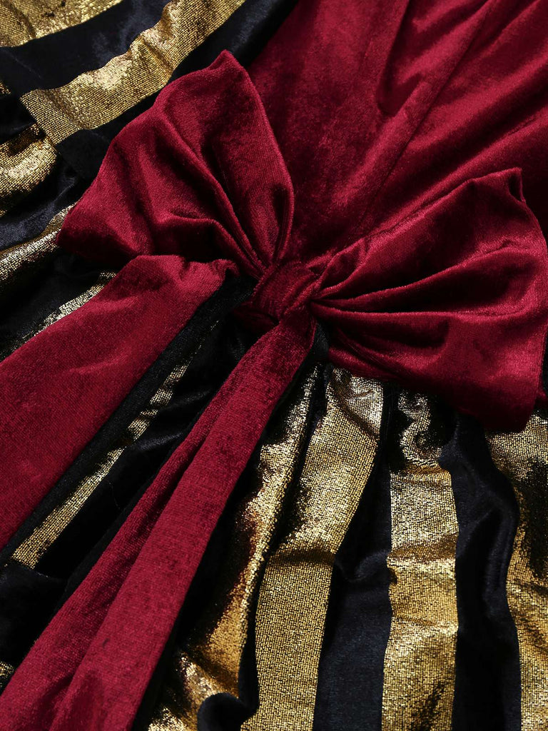 Wine Red 1970s Halloween Velvet Pirate Captain Dress