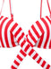2PCS 1960s Red Striped Bikini Set & Blue Star Cover-Up