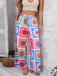1960s Vintage Colorful Print Wide-Leg Pants