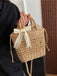 Vintage Boho Bow Straw Handbag