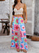 1960s Vintage Colorful Print Wide-Leg Pants