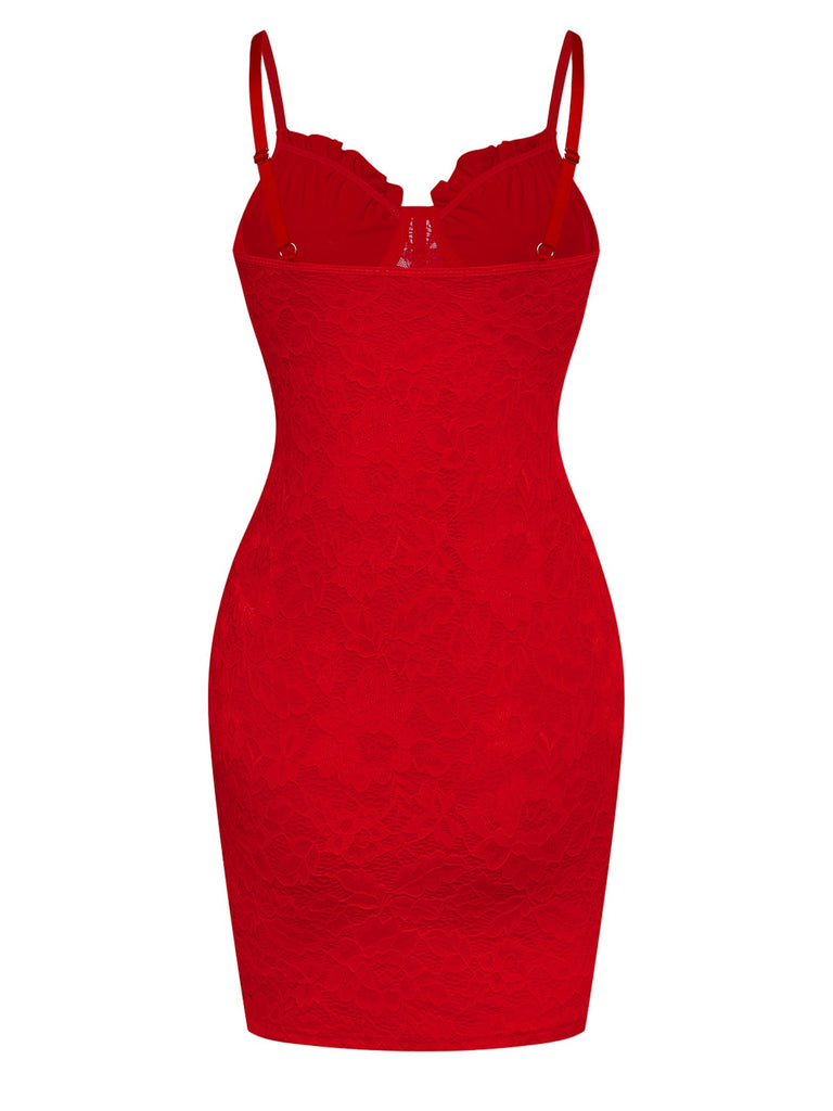 1960s Lace Suspender Corset Bodycon Dress