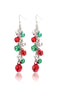 Christmas Contrast Red Green Bells Earrings