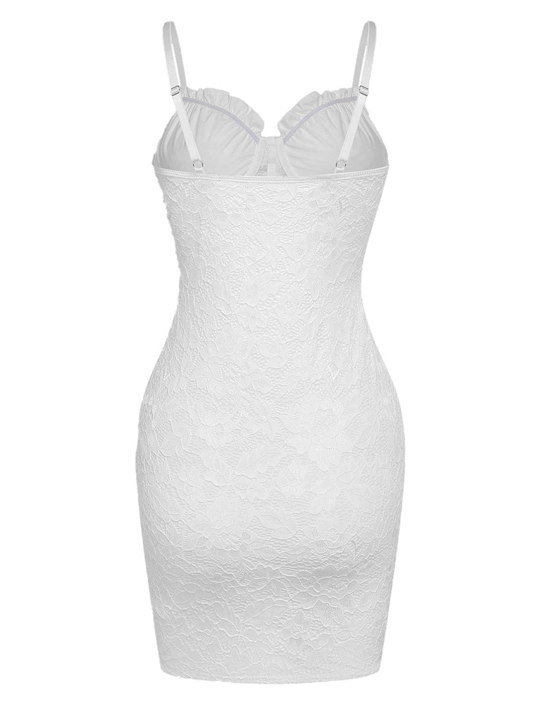 1960s Lace Suspender Corset Bodycon Dress