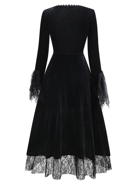 chinese dress ladies Red 1930s Halloween Vampire Queen Lace-Up Dress