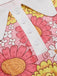 Orange 1960s Lapel Flowers Patchwork Dress