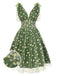 Green 1950s Daisy Mesh Swing Dress