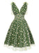 Green 1950s Daisy Mesh Swing Dress