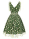 Green 1950s Daisy Mesh Swing Dress