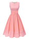 Pink 1950s Gingham Plaid Patchwork Cotton Dress