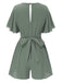 1950s Solid V-Neck Cotton Flounce Sleeve Romper