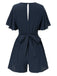 1950s Solid V-Neck Cotton Flounce Sleeve Romper