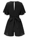 1950s Solid V-Neck Cotton Flounce Sleeve Romper
