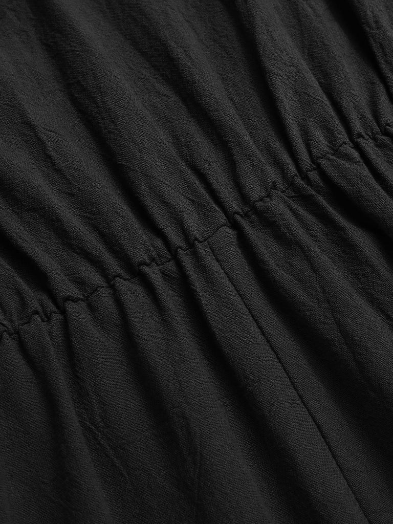 1950s Solid V-Neck Cotton Flounce Sleeve Romper