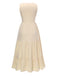 Cream 1940s Button Sleeveless Tiered Dress