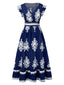 1970s V-Neck Tribal Pattern Bohemian Dress