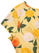 Yellow 1950s Hydrangea Floral Ruched Dress