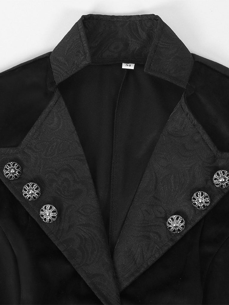 Black 1950s Gothic Lapel Bell Sleeve Lace Coat