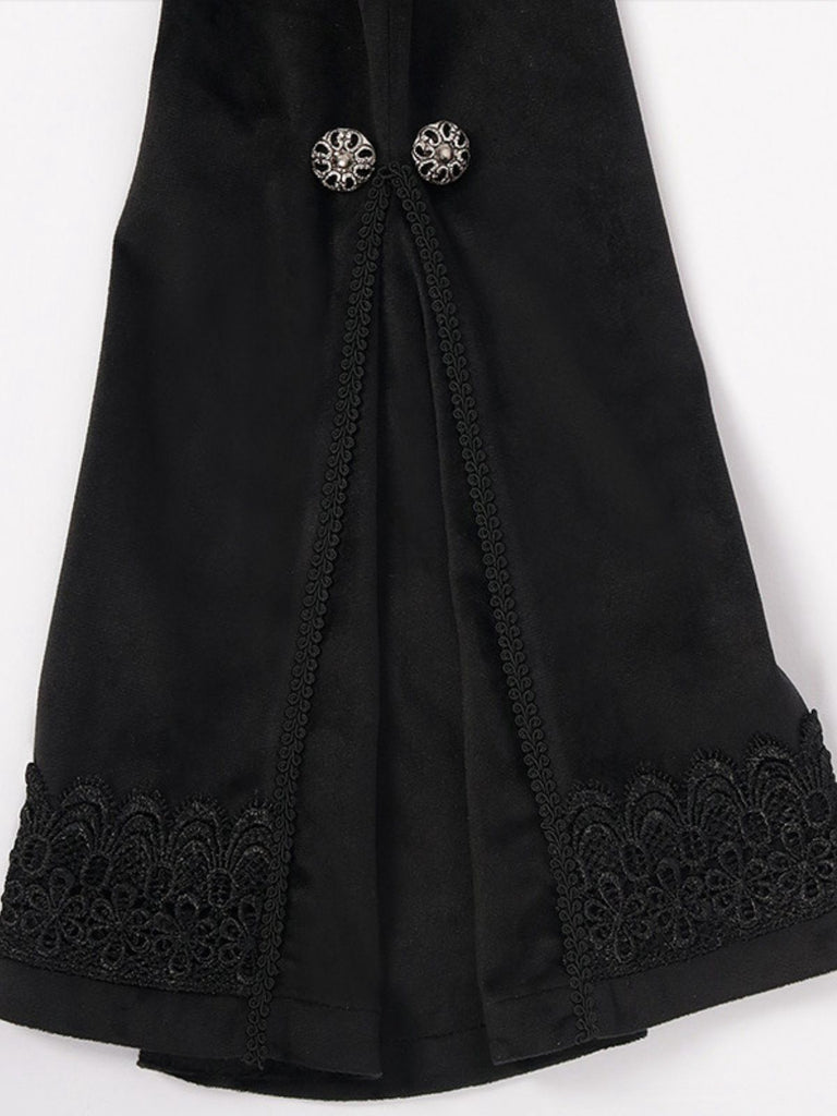 Black 1950s Gothic Lapel Bell Sleeve Lace Coat