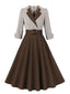 1950s Notched Collar Colorblock Gingham Plaid Dress