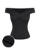 Black 1950s Off-Shoulder Solid Top