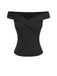 Black 1950s Off-Shoulder Solid Top