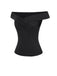 Black 1950s Off-Shoulder Solid Top