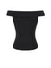 Black 1950s Off-Shoulder Solid Top