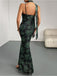 Green 1930s Floral Suspender Fishtail Dress