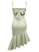 Green 1930s Solid Cowl Neck Ruffled Mermaid Dress