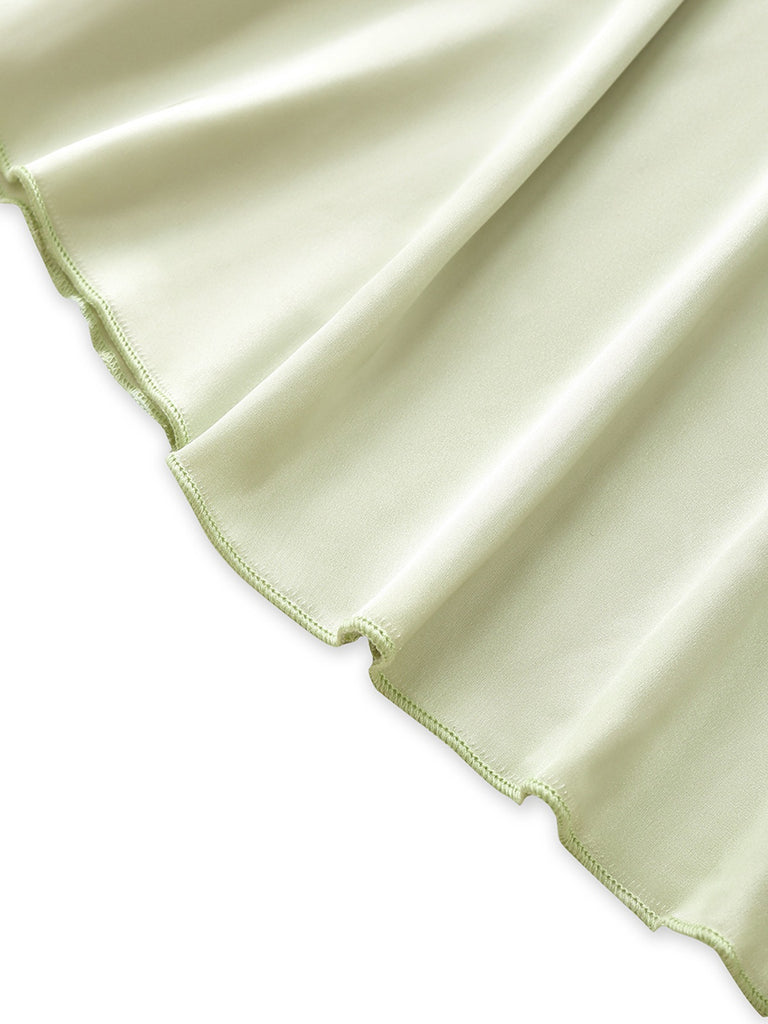 Green 1930s Solid Cowl Neck Ruffled Mermaid Dress