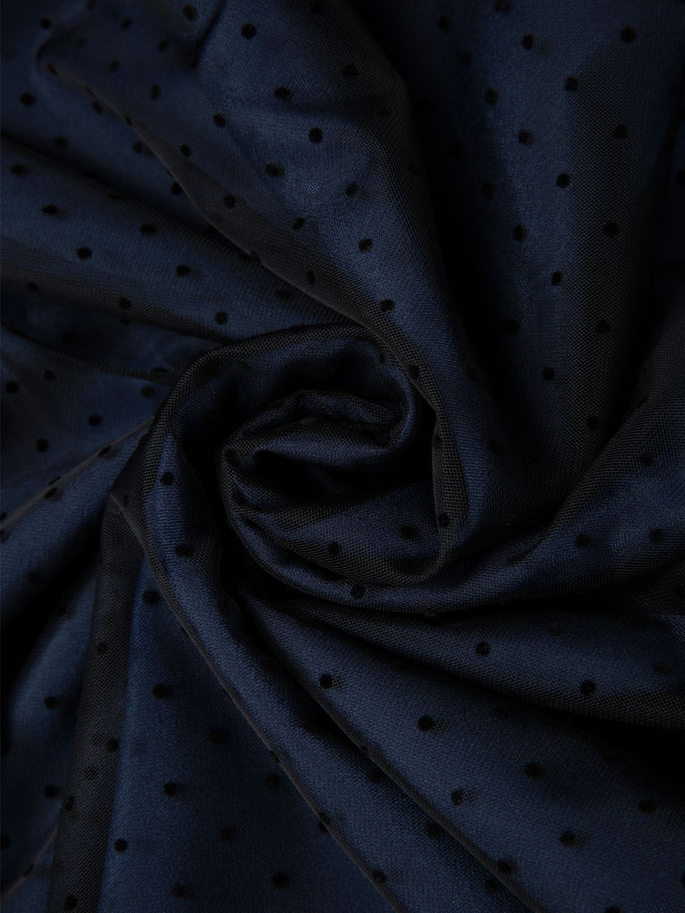 Blue 1950s Denim Polka Dot Mesh Patchwork Dress