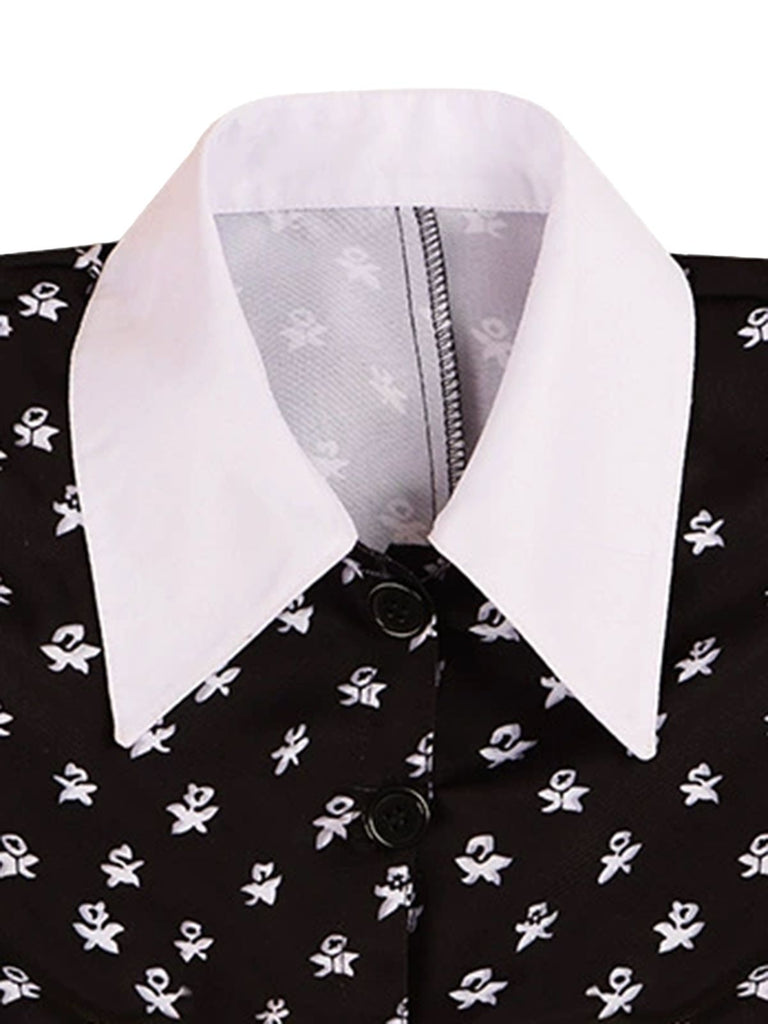 Black 1940s Wednesday Addams Style Dress