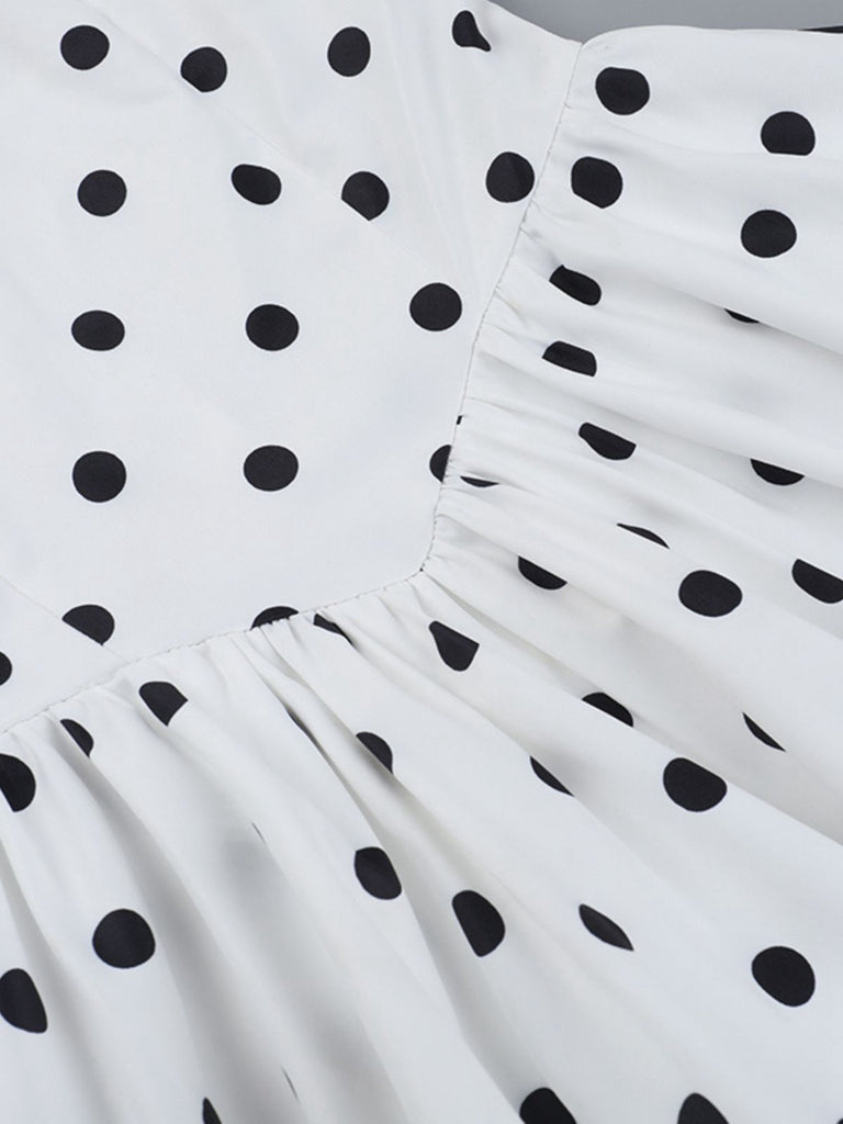 White 1960s Polka Dots Halter Tutu Dress
