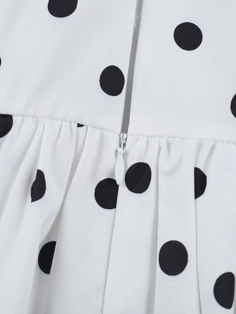 White 1960s Polka Dots Halter Tutu Dress