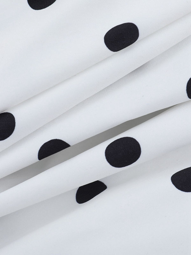 White 1960s Polka Dots Halter Tutu Dress